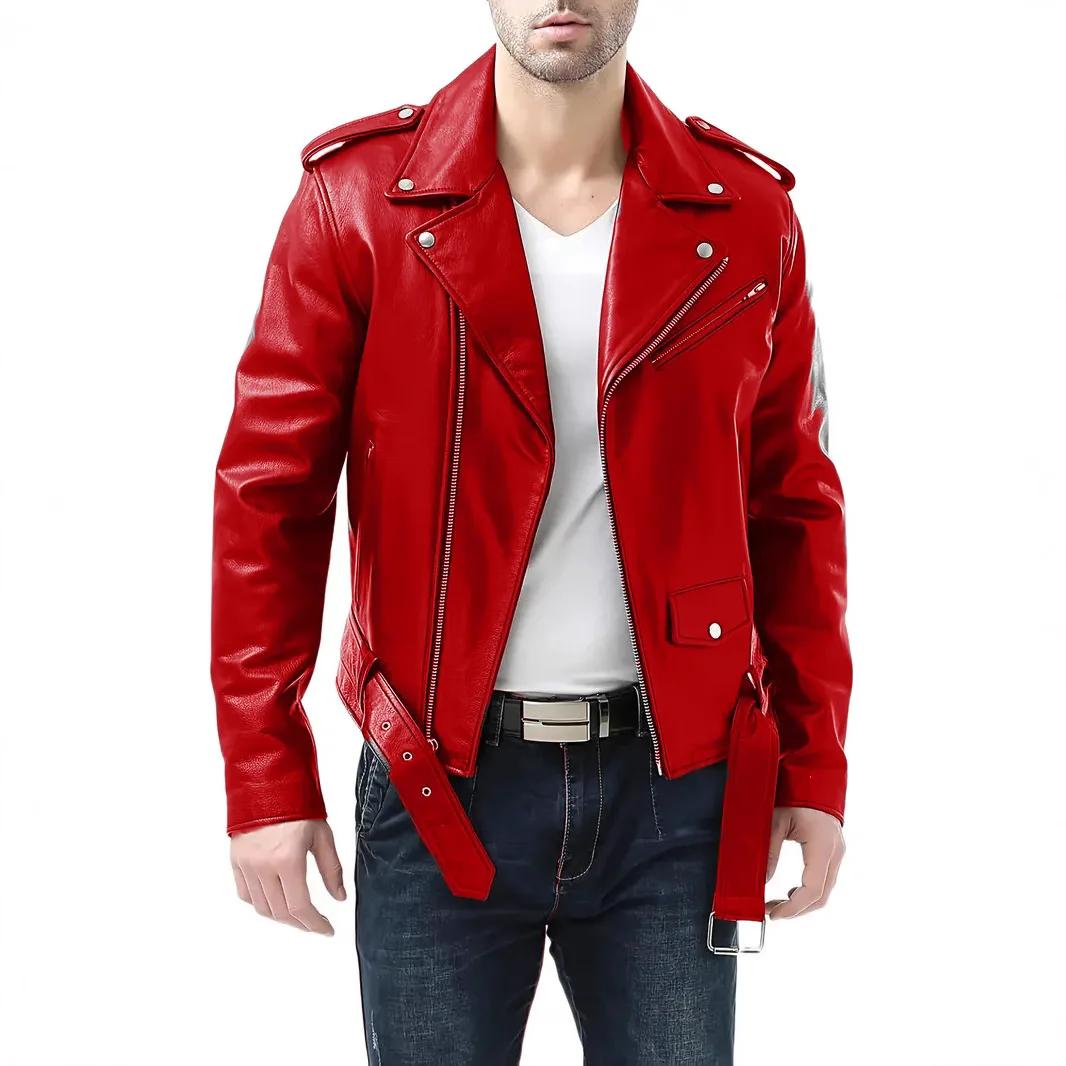 Veste en cuir décontractée pour hommes