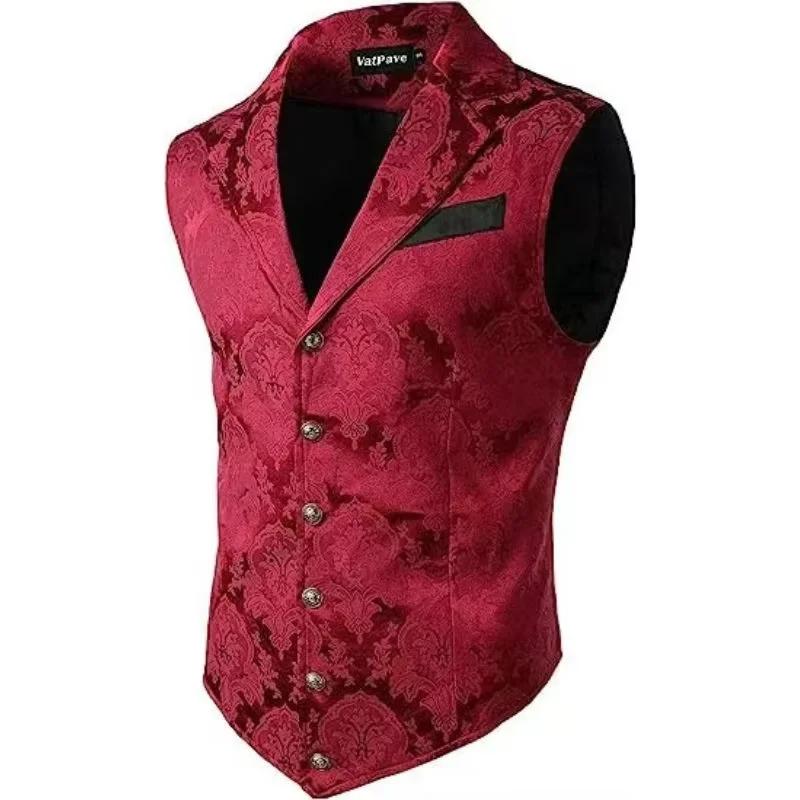 Gilet de Costume Homme Jacquard Floral Victorien
