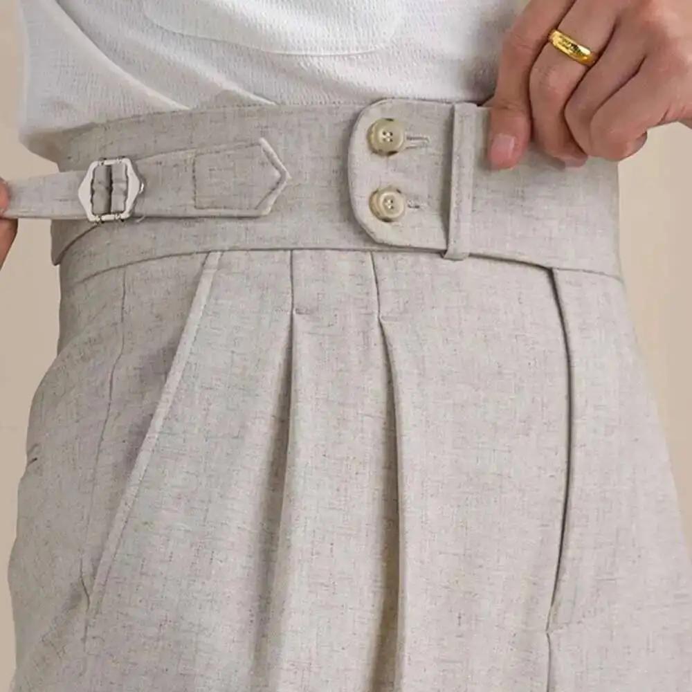 Naples-Pantalon Double en Lin Imbibé pour Homme