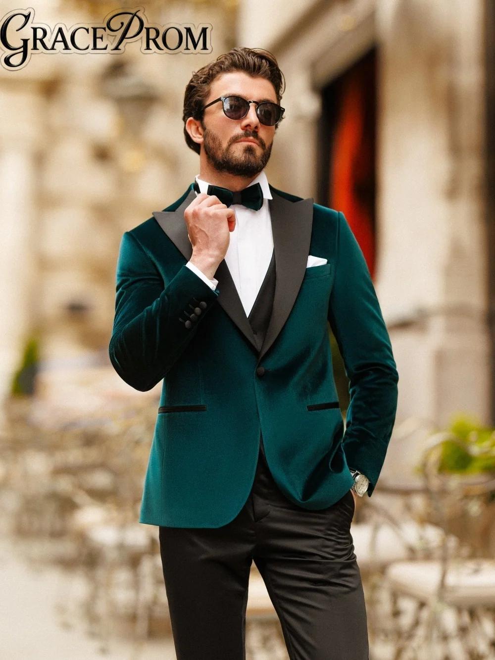 Ensemble de costume élégant en velours pour hommes
