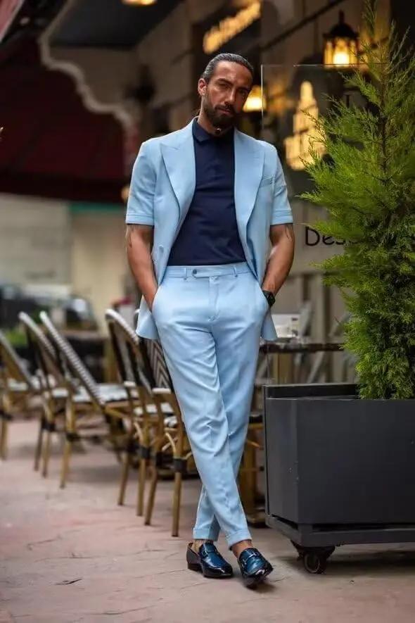 Costume homme sur mesure 2 pièces à manches courtes
