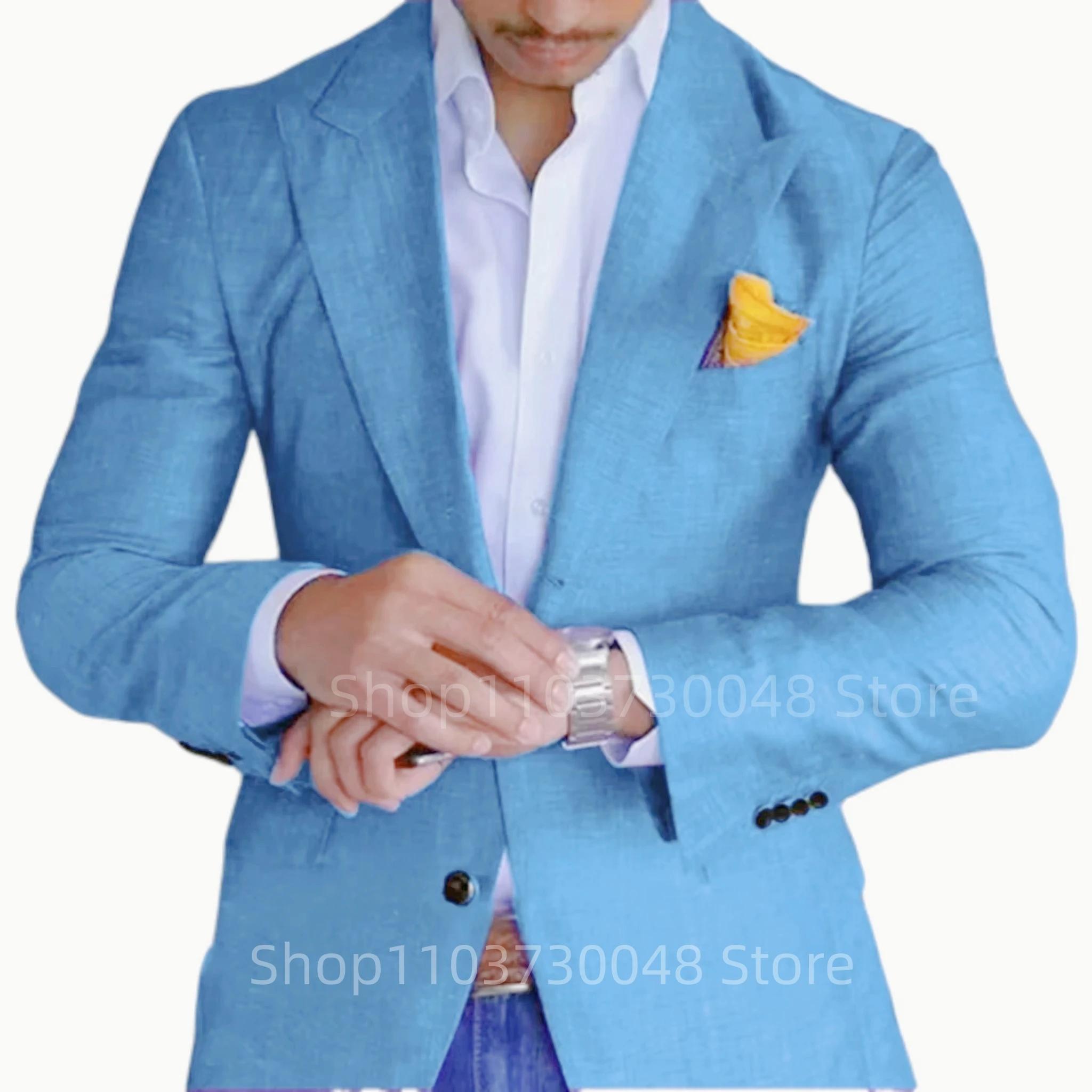 Blazers en lin pour hommes beige/bleu – Nouveaux modèles printemps-été pour affaires