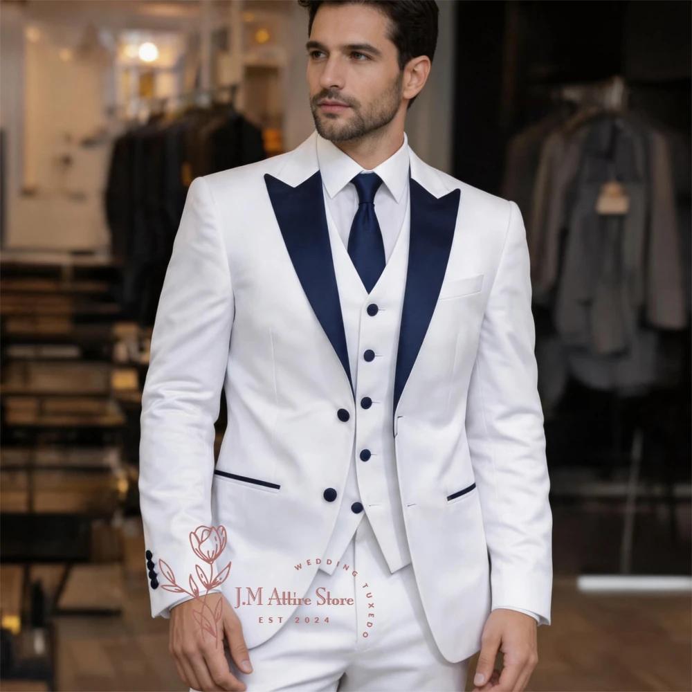 Costume Homme Haute Couture Blanc 3 Pièces – Veste