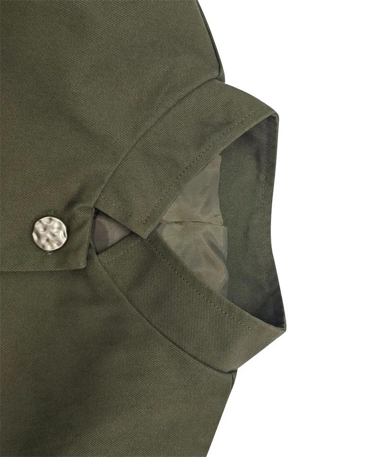 UOOZEE vestes de Style militaire pour femmes vert armée col montant bouton doré coupe ajustée multi-poches décontracté bureau Blazer vêtements d'extérieur