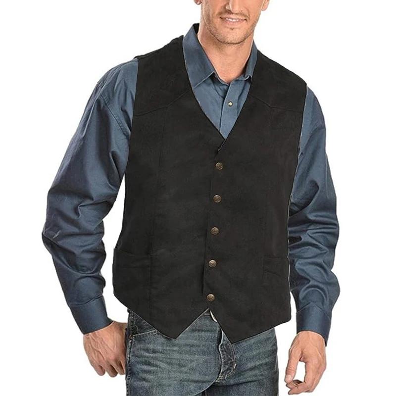 Veste Vintage sans manches à simple boutonnage pour hommes