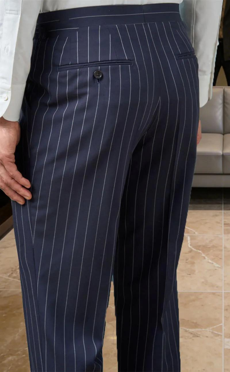 Nouveau pantalon de costume gris rayé pour homme
