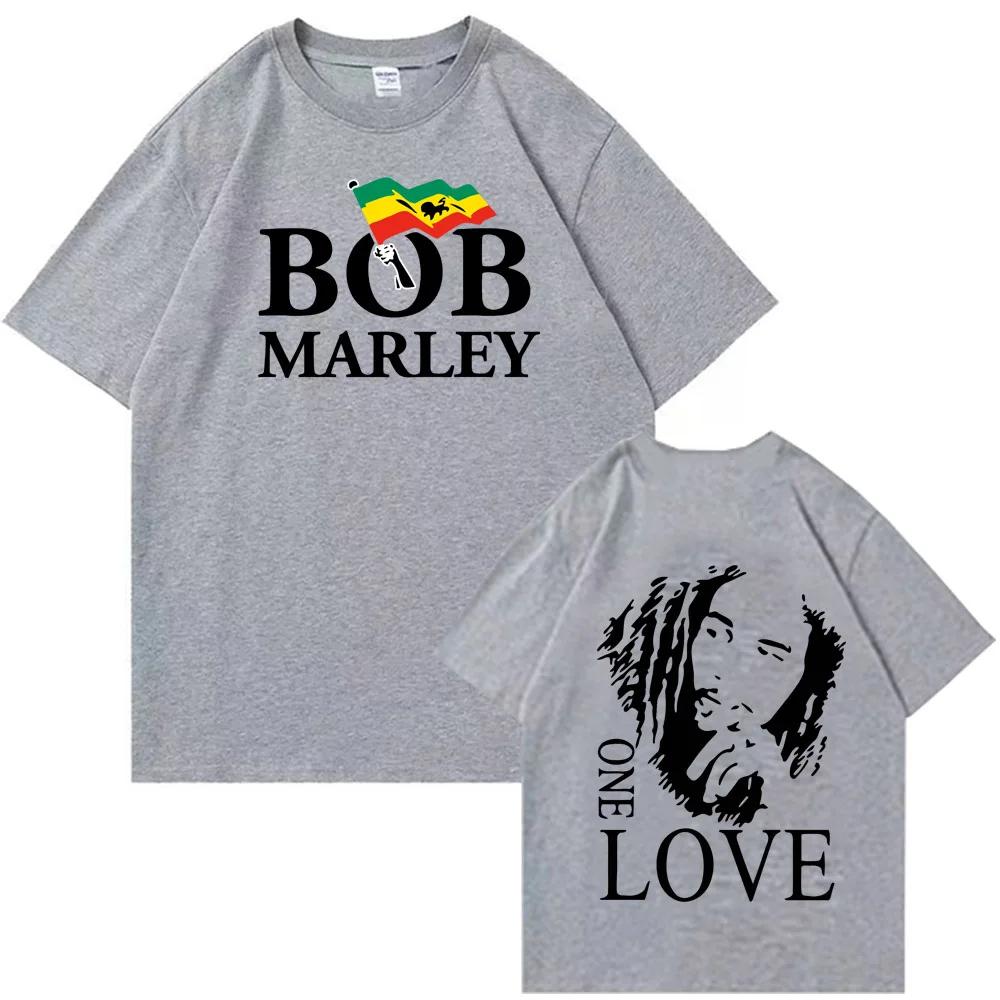 T-shirt unisexe à manches courtes et col rond Bob Marley