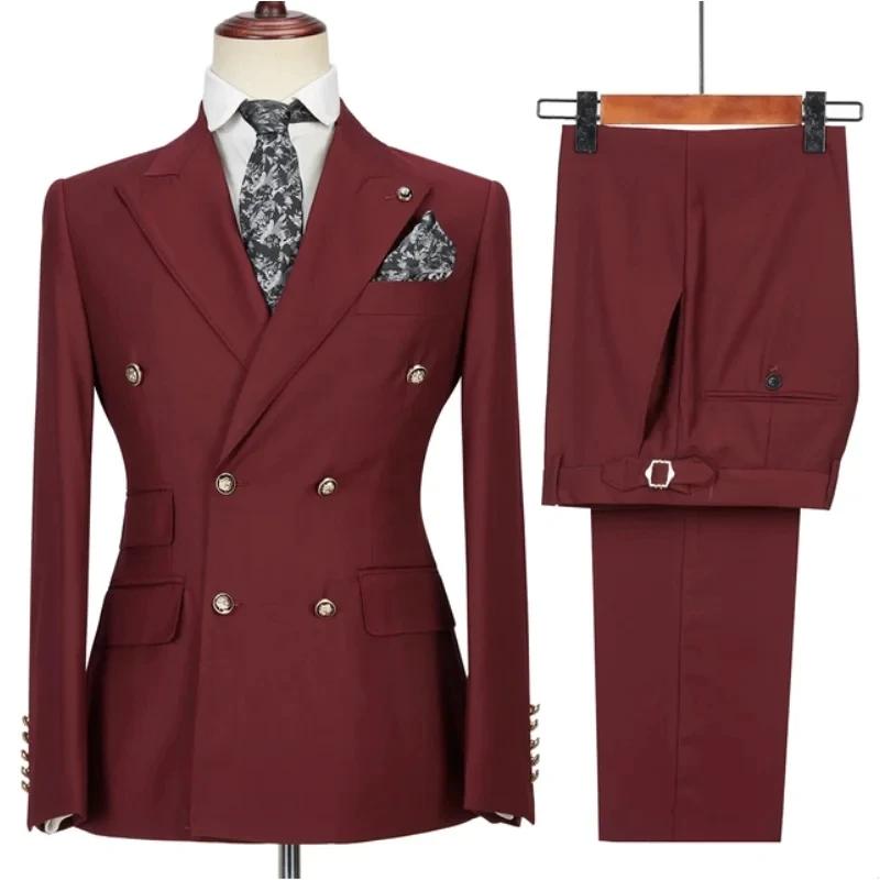 Costume 2 pièces Beige à Double boutonnage pour hommes