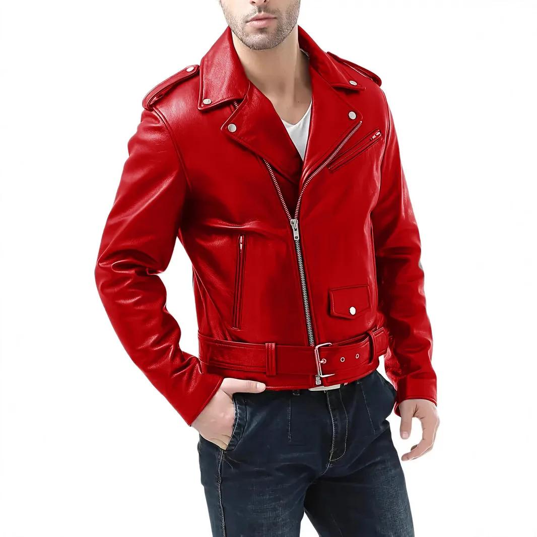 Veste en cuir décontractée pour hommes