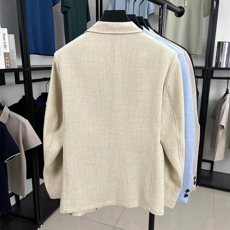 Blazer en mélange de lin pour hommes – Veste légère beige de style vintage M-3XL printemps-automne Texture respectueuse de toucher