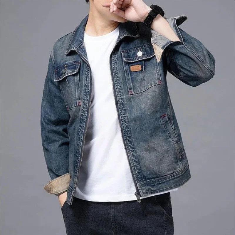 Veste de moto en jean pour homme avec poche