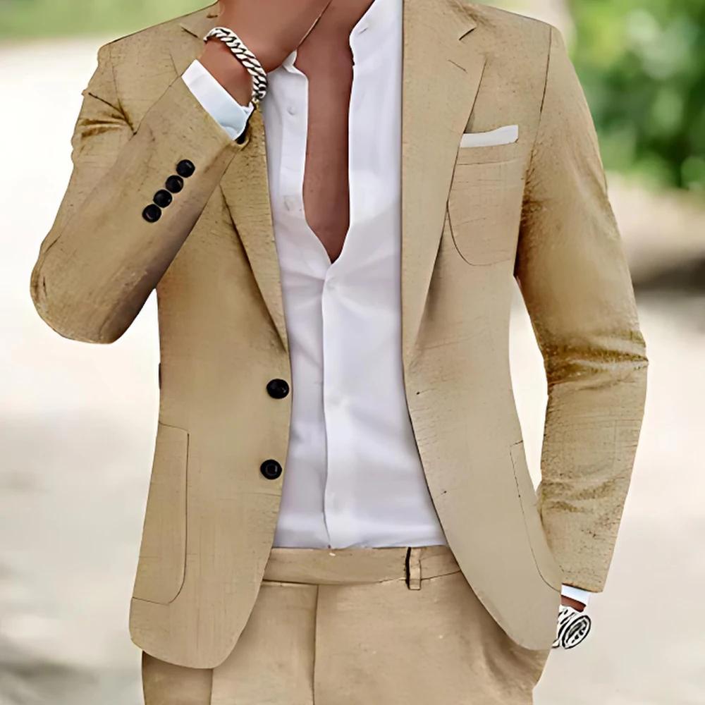 Costume décontracté Beige de Style britannique pour hommes