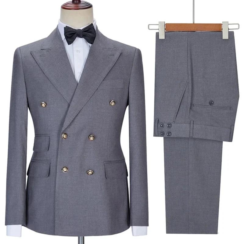 Costume 2 pièces Beige à Double boutonnage pour hommes