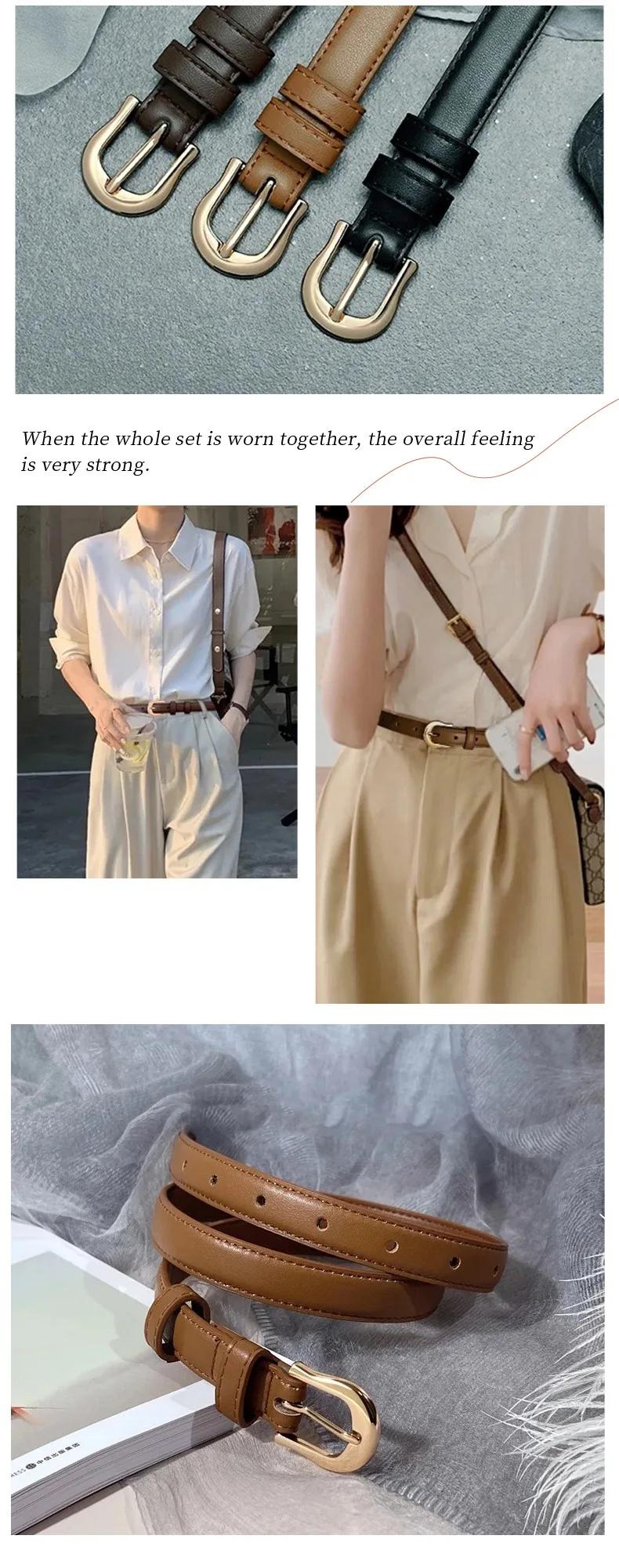 Ceinture d'été marron avec détails raffinés pour pantalon western