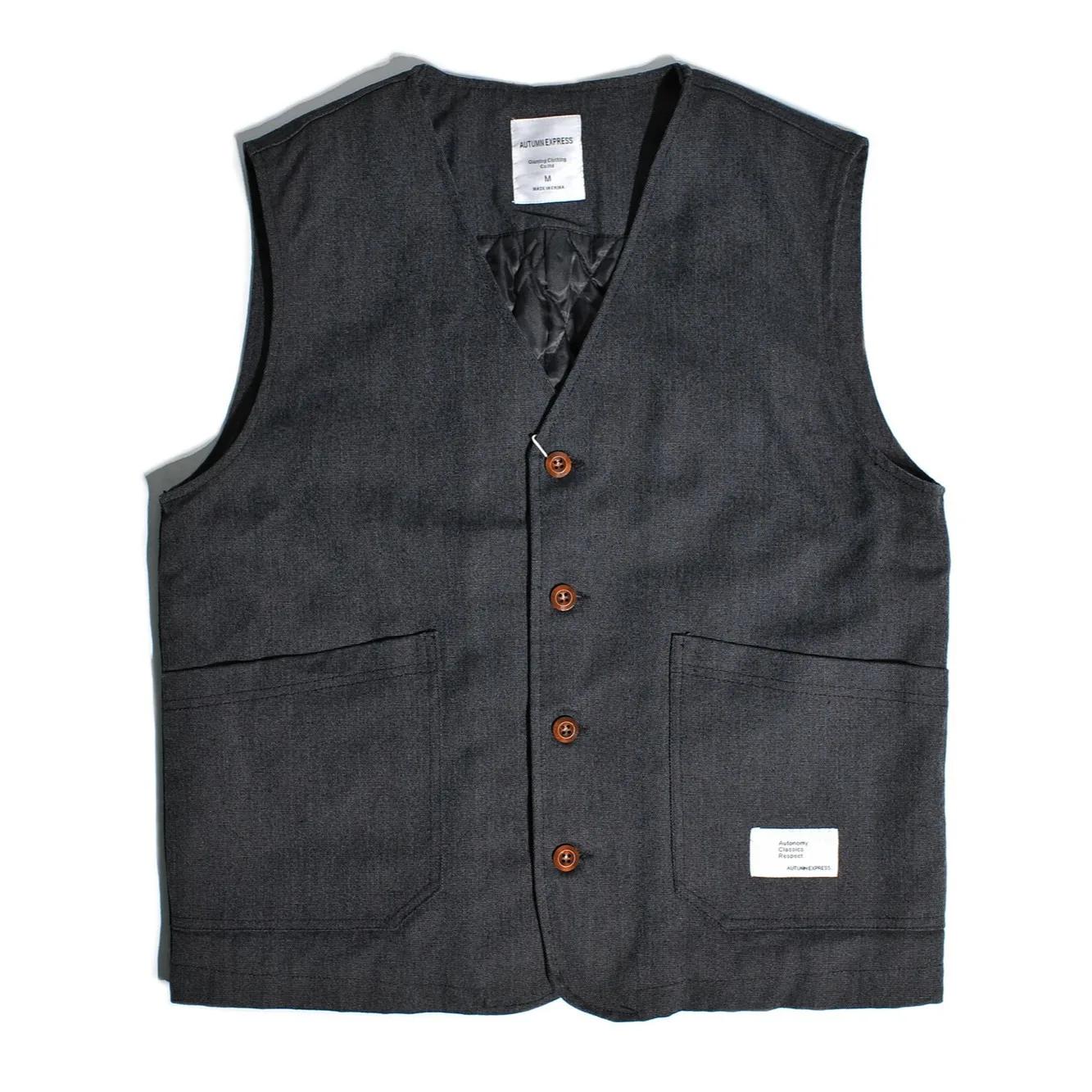 Gilet matelassé en toile de coton épaisse style rétro américain pour homme