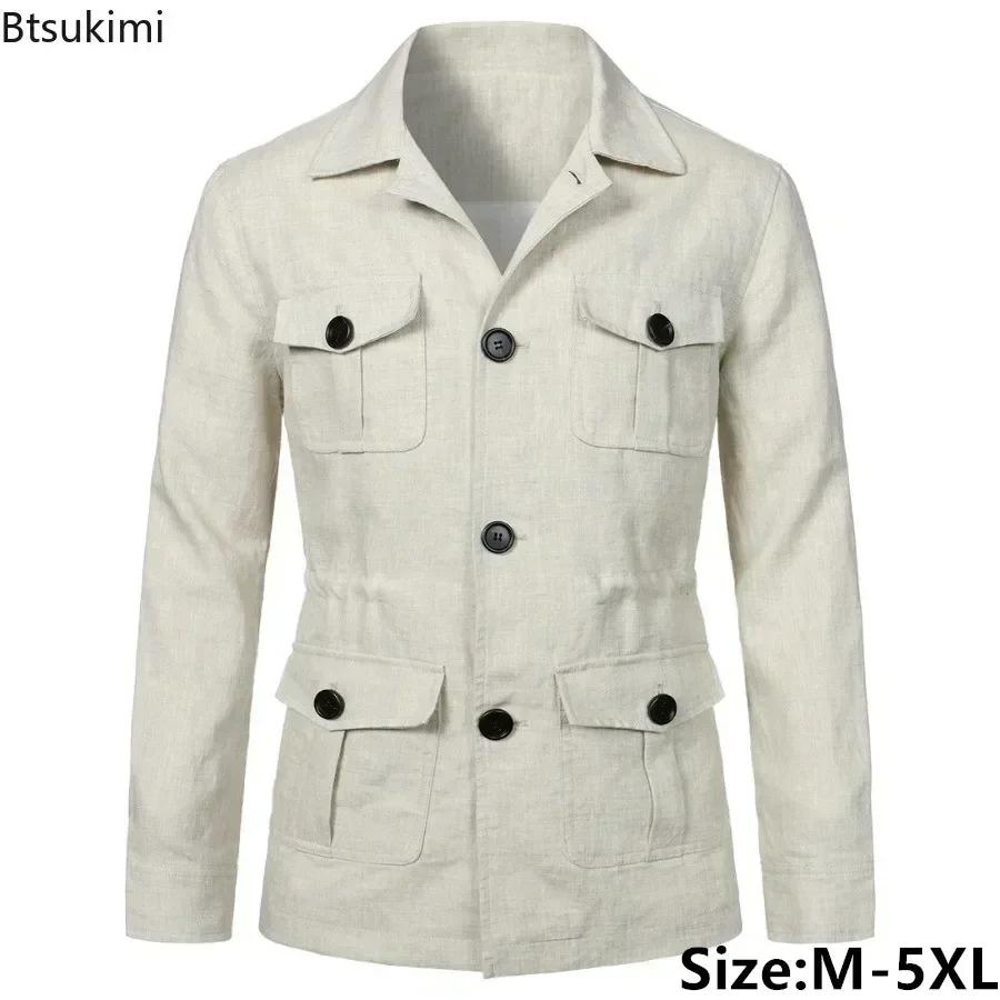 Vestes Safari en lin pour hommes