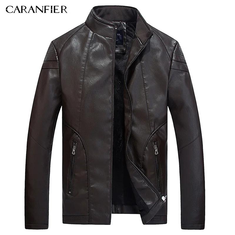 CARANFIER 2025 mode hiver Silm veste en cuir hommes de haute qualité PU décontracté Biker manteau pilote Jaqueta