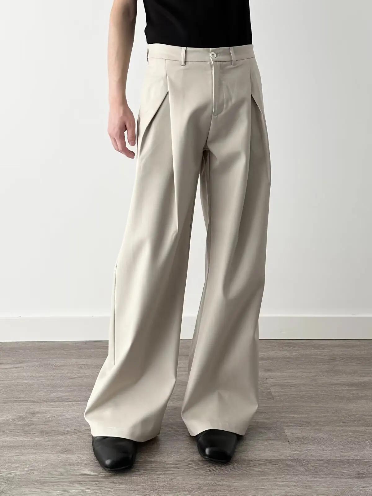 Pantalon de costume plissé double pour homme