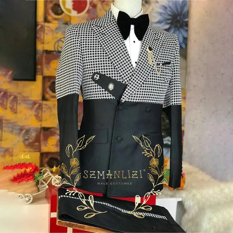 Costumes pour hommes classique coupe ajustée 2 pièces Blazer pantalon Double boutonnage pointe revers luxe