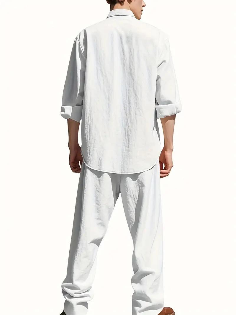 Ensemble de costume en lin blanc pour homme