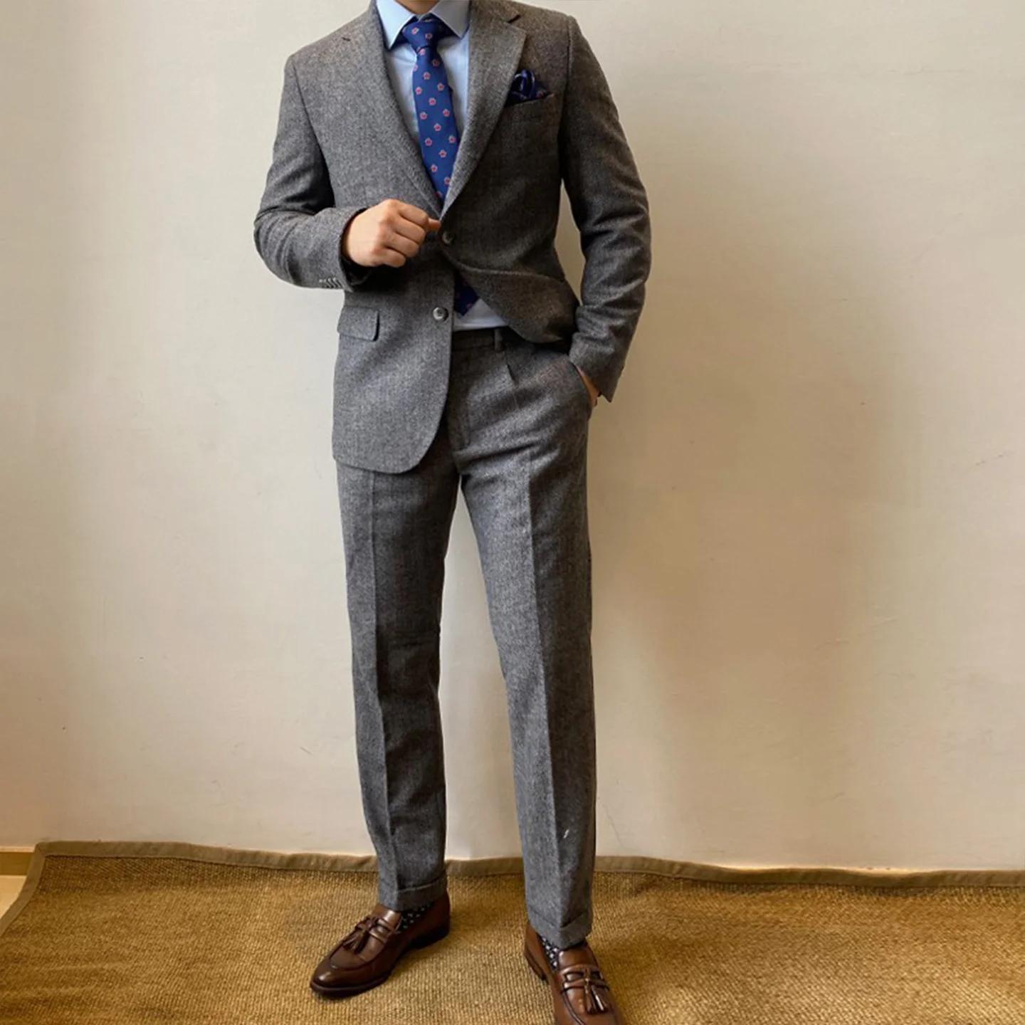 Nouvel ensemble de costume grande taille pour hommes avec motif à chevrons