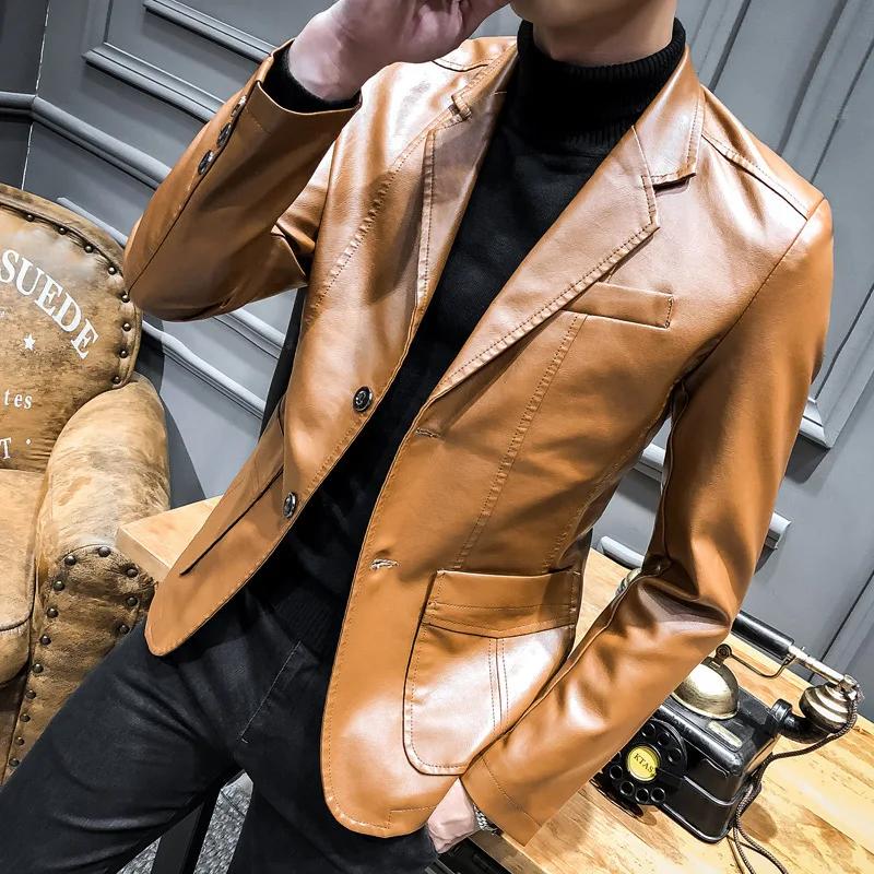 Veste en cuir PU pour homme