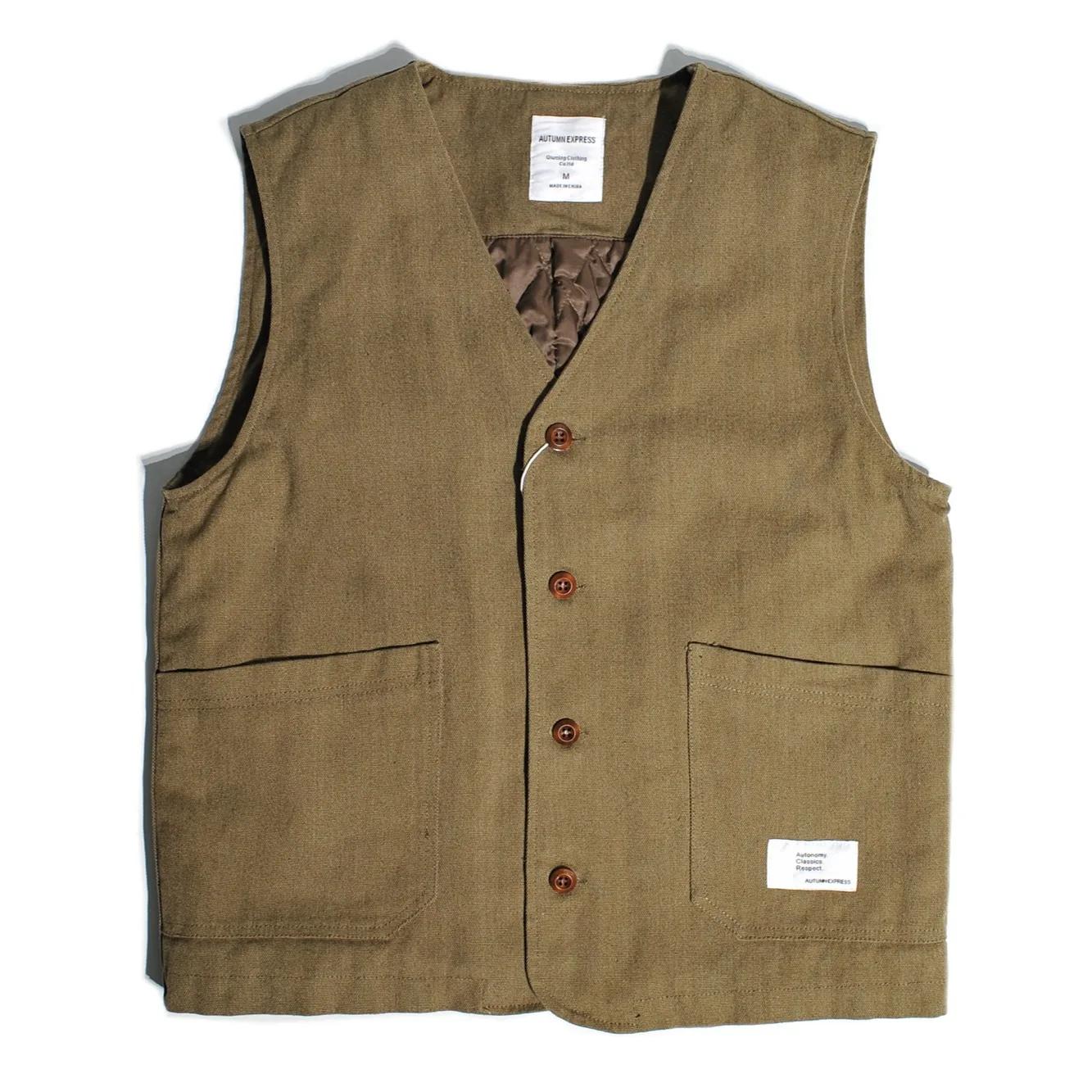 Gilet matelassé en toile de coton épaisse style rétro américain pour homme