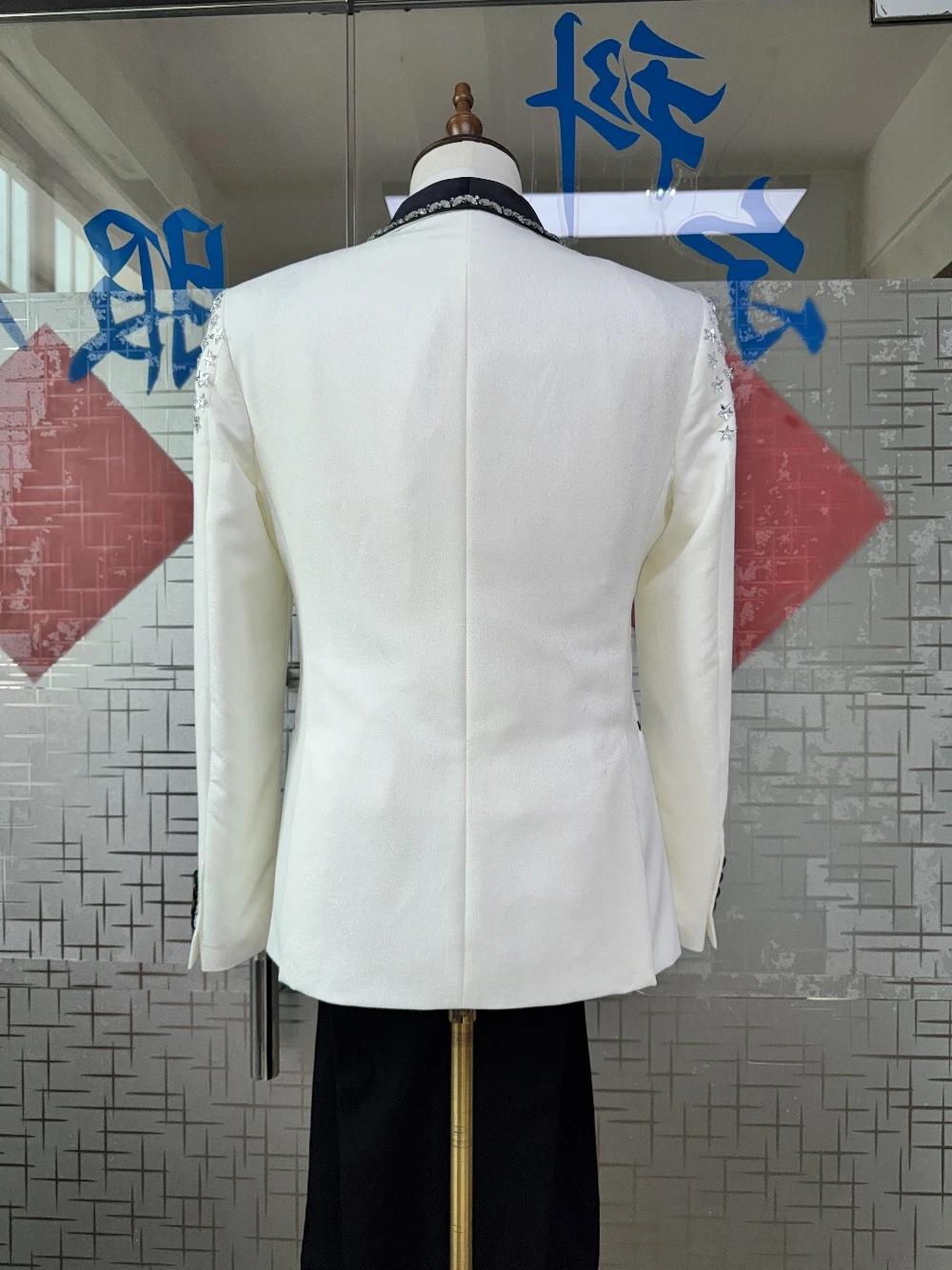 Costume de Mariage de Luxe pour Homme avec Revers Châle Orné de Strass
