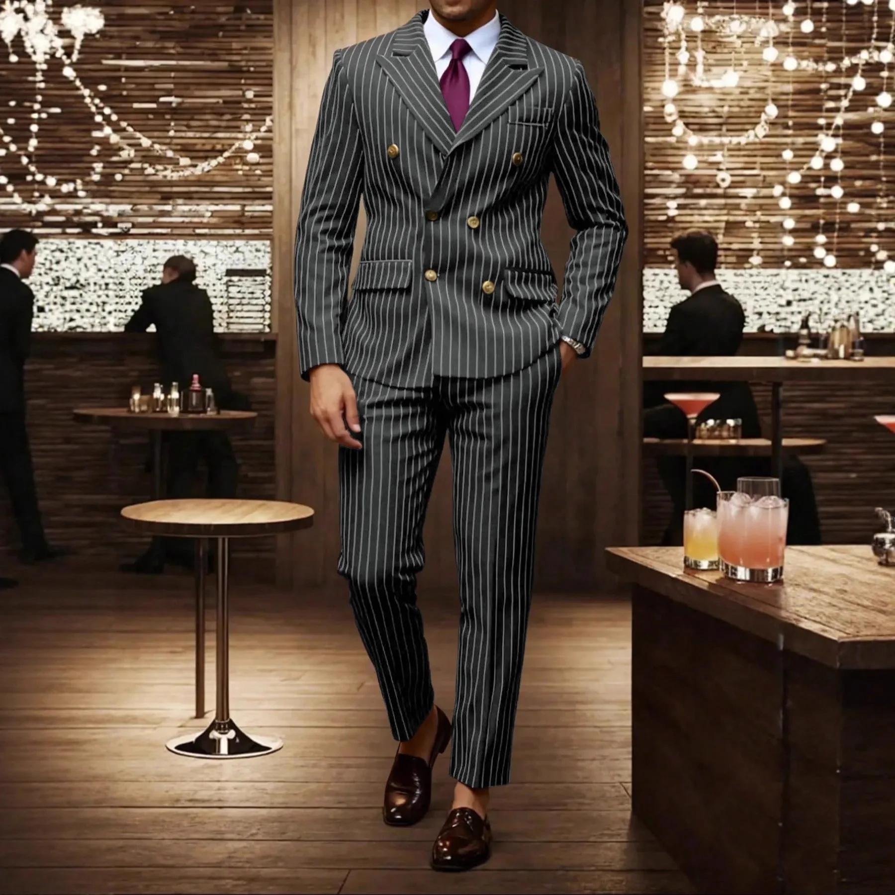Costume Classique Marron Rayé pour Homme