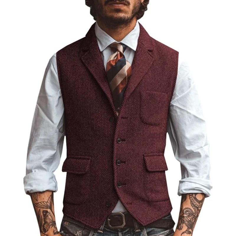 Marron hommes Gilet à chevrons marié Banquet affaires