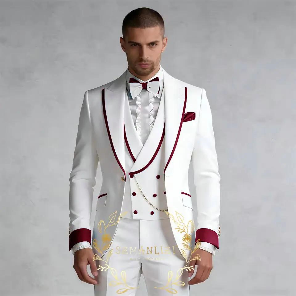 Costumes blancs sur mesure de luxe pour hommes