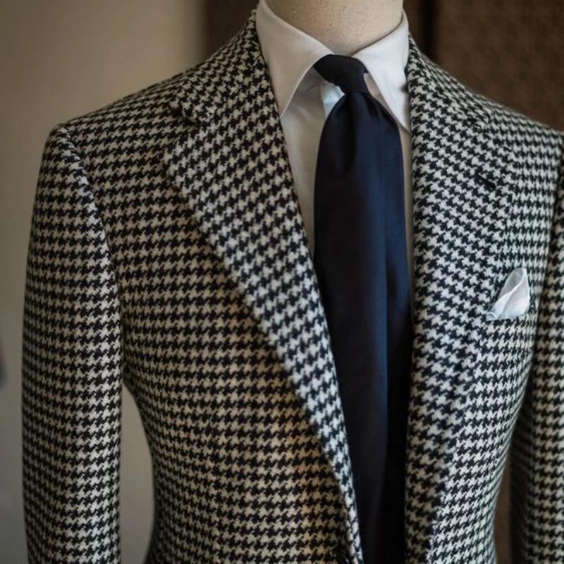 Blazer d'affaires pied-de-poule pour hommes