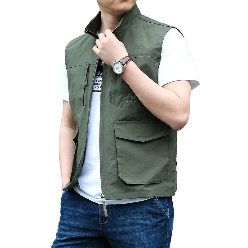 Veste sans manches d'été confortable gilet poches hommes printemps extérieur poche
