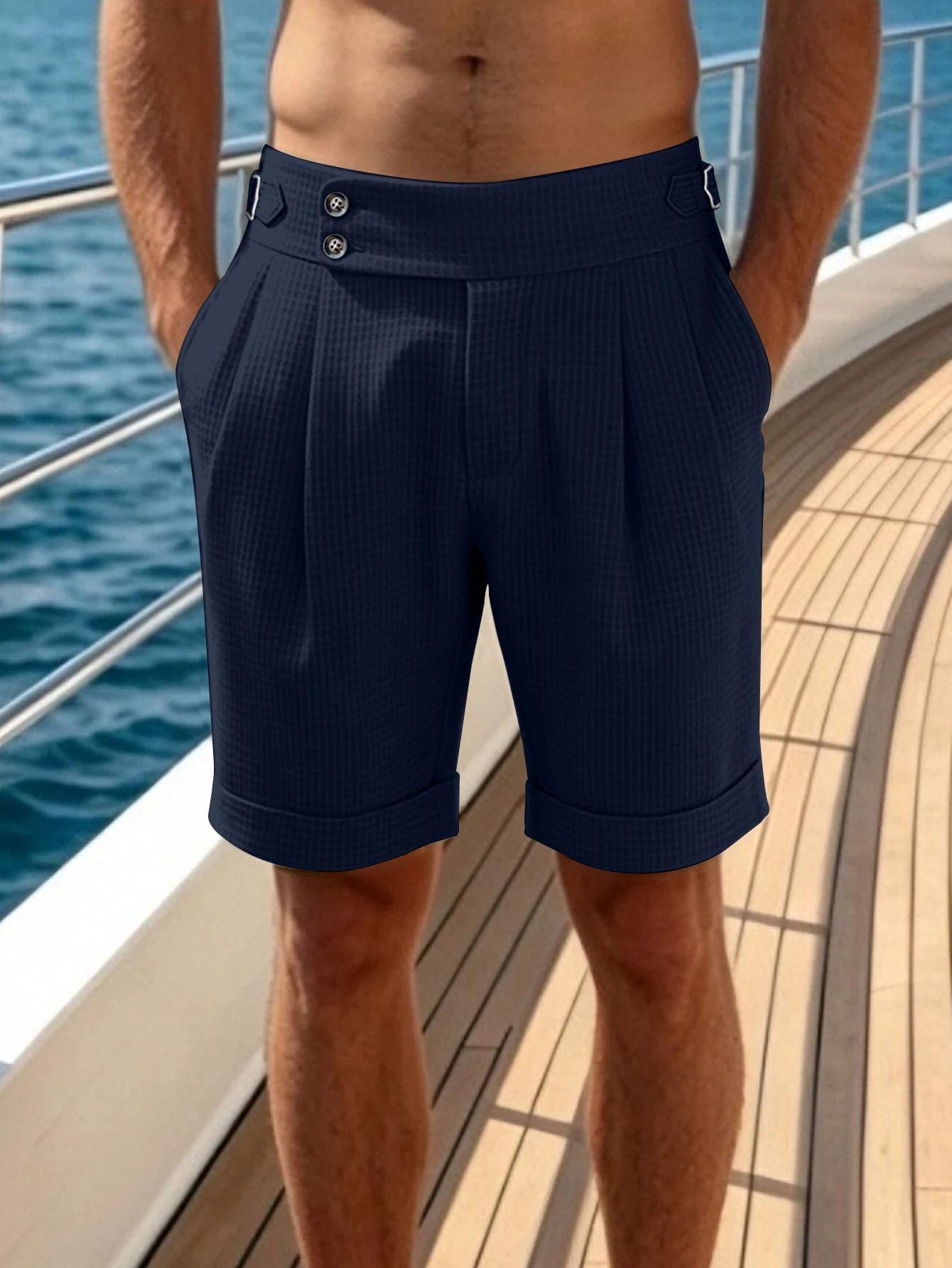 Shorts de costume plissés à taille haute pour hommes