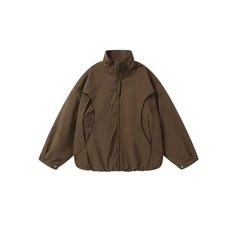 Blouson aviateur rétro déstructuré à manches chauve-souris et col montant pour homme