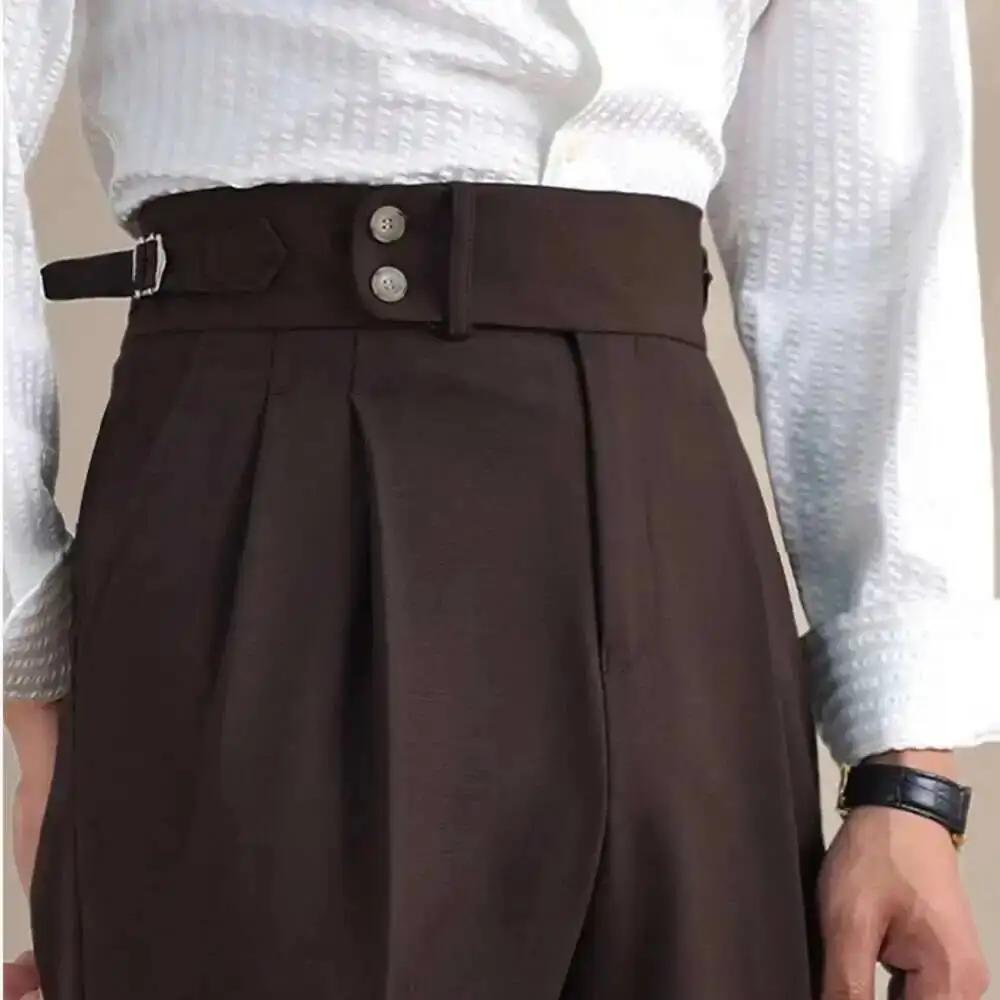 Naples-Pantalon Double en Lin Imbibé pour Homme