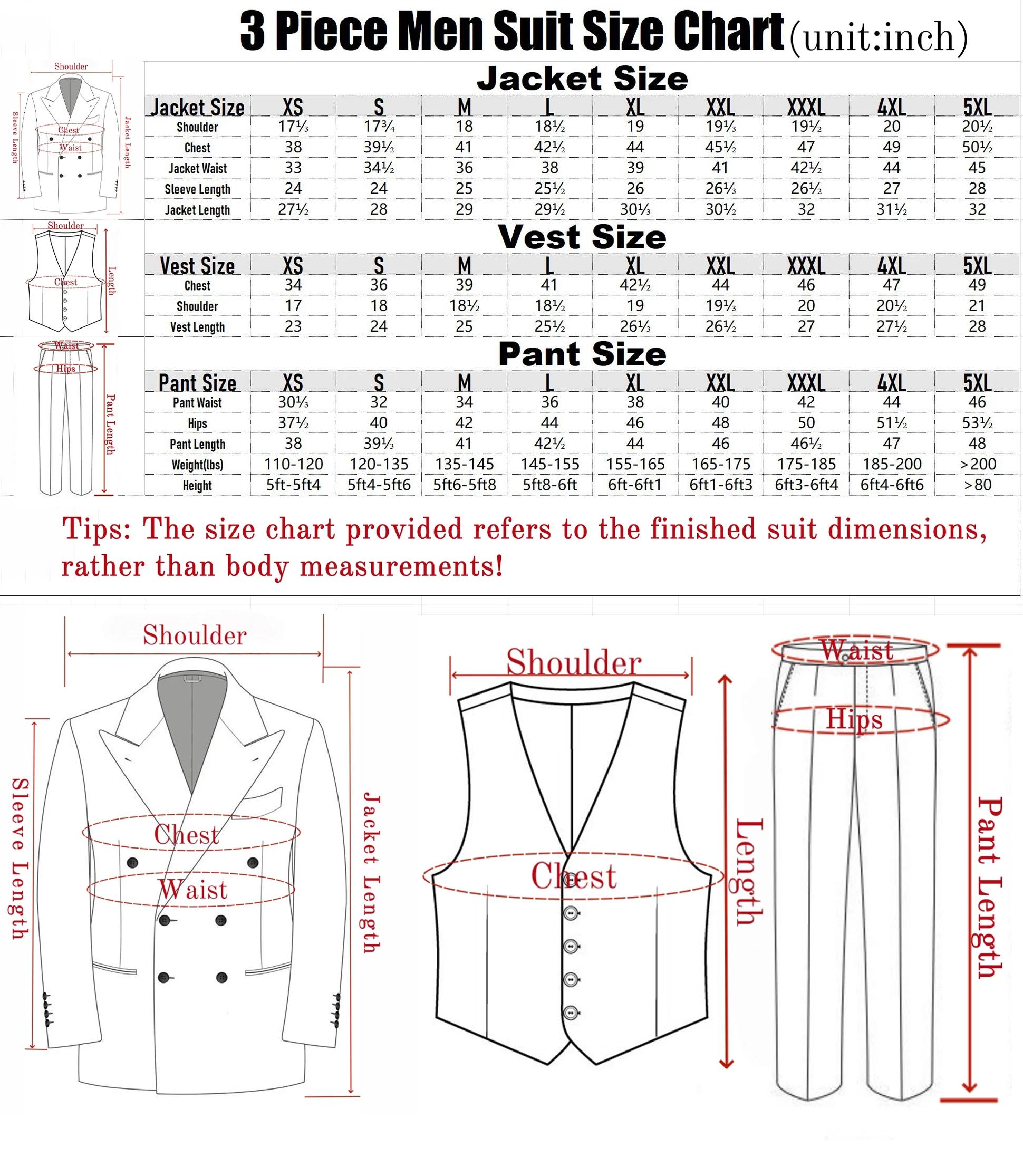 Costume Homme Marron 3 Pièces à Revers Pointus