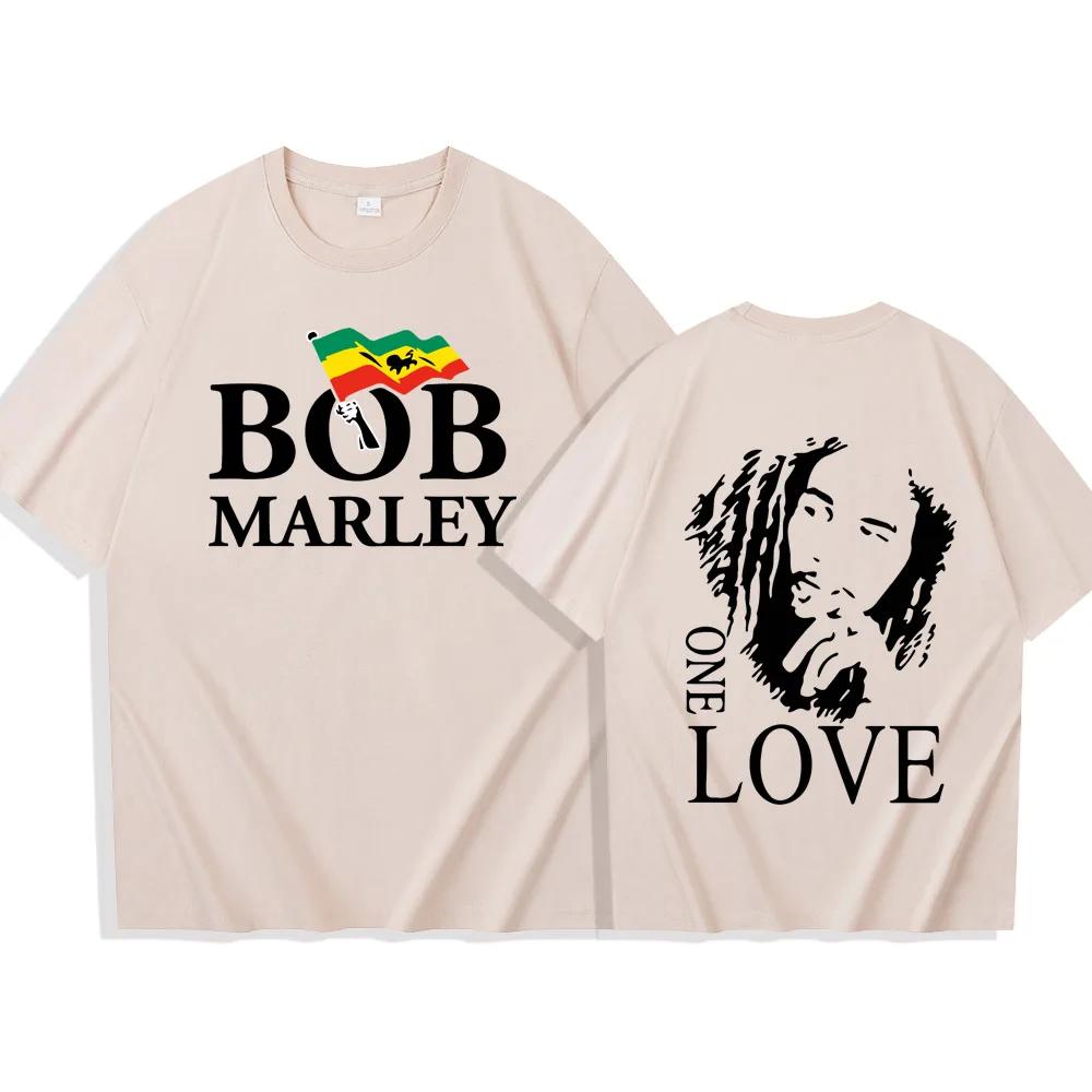 T-shirt unisexe à manches courtes et col rond Bob Marley