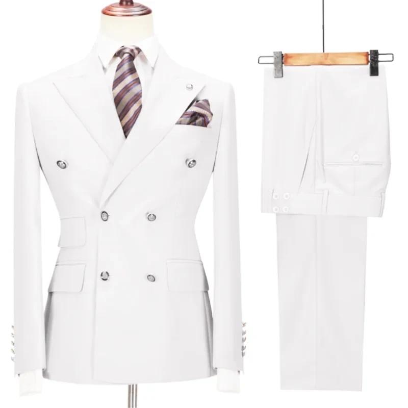 Costume 2 pièces Beige à Double boutonnage pour hommes