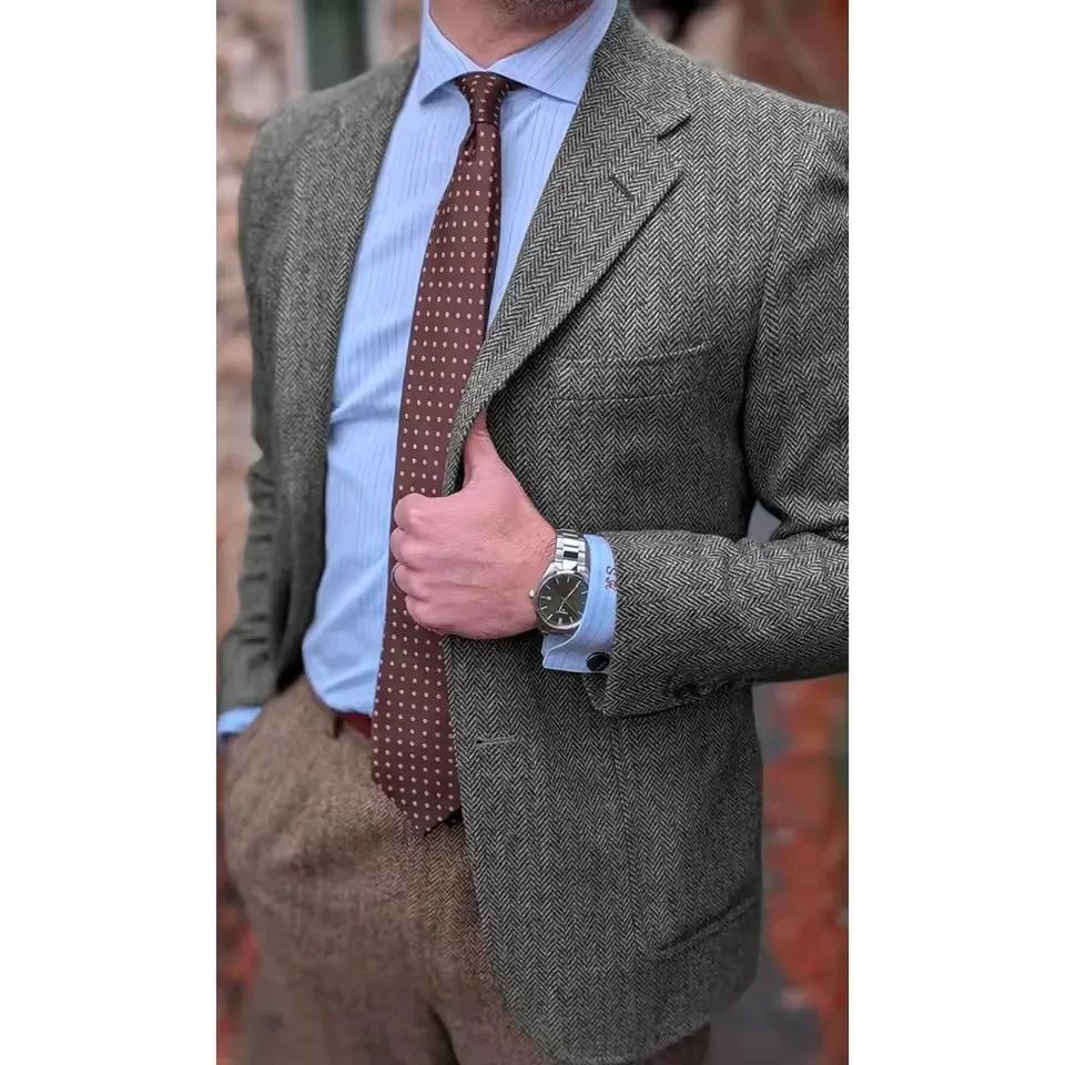 Veste de Costume Homme Chevrons Confortable Simple Boutonnage Blazer Business Décontracté Tendance Coupe Slim Élégant Tenue de Scène Nouveau Style