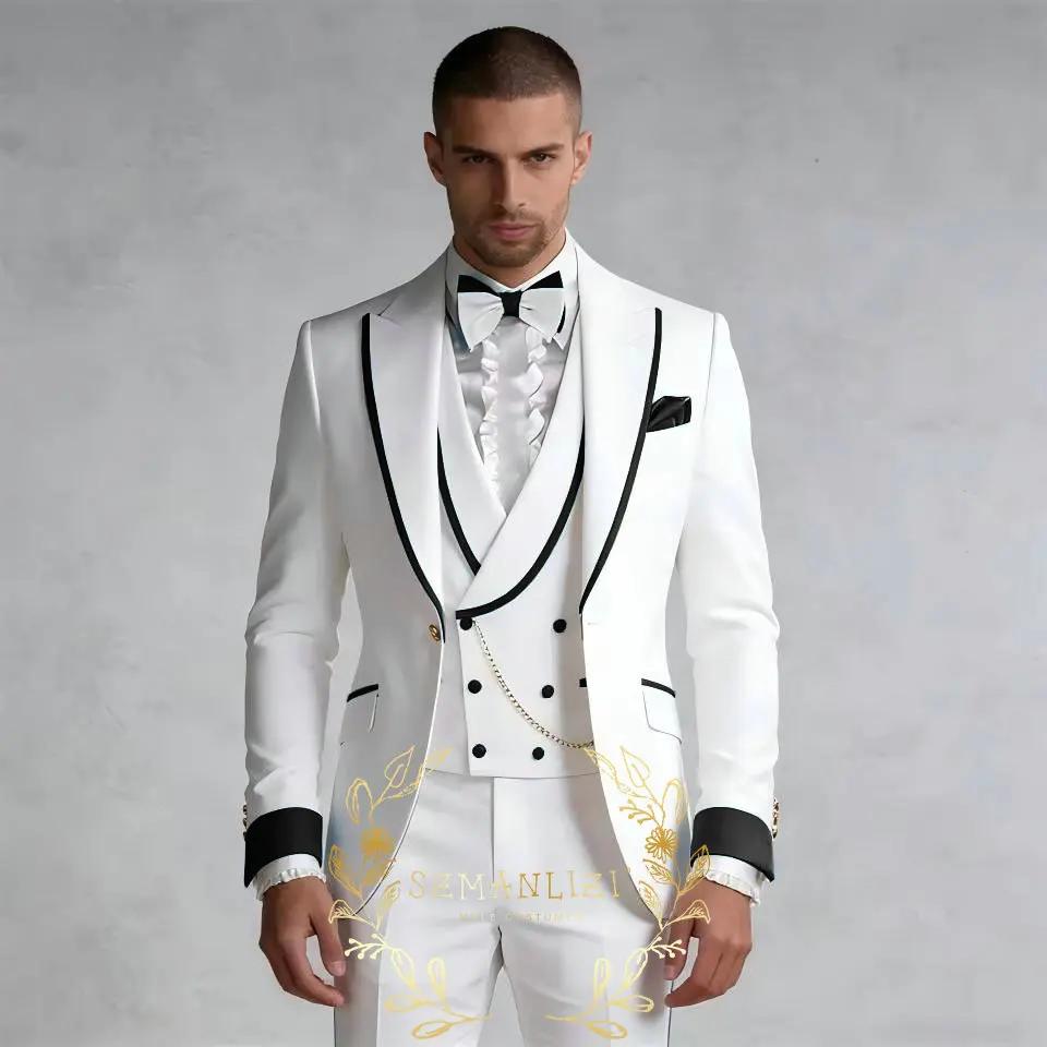Costumes blancs sur mesure de luxe pour hommes
