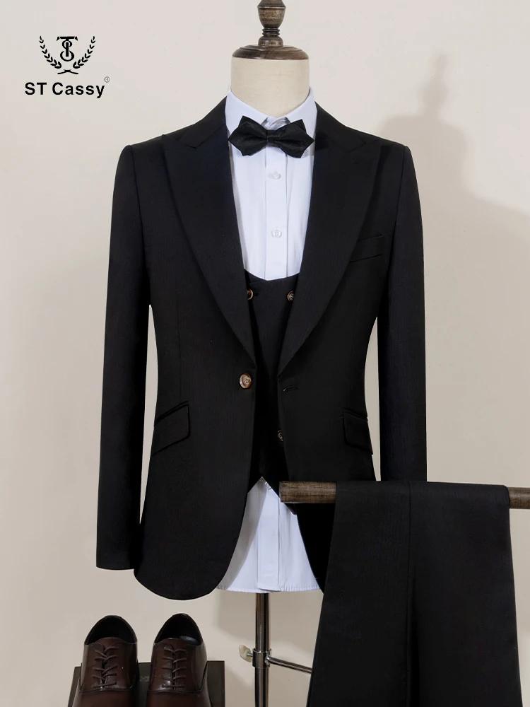 Ensemble 3 pièces noir pour homme : Costume de marié élégant