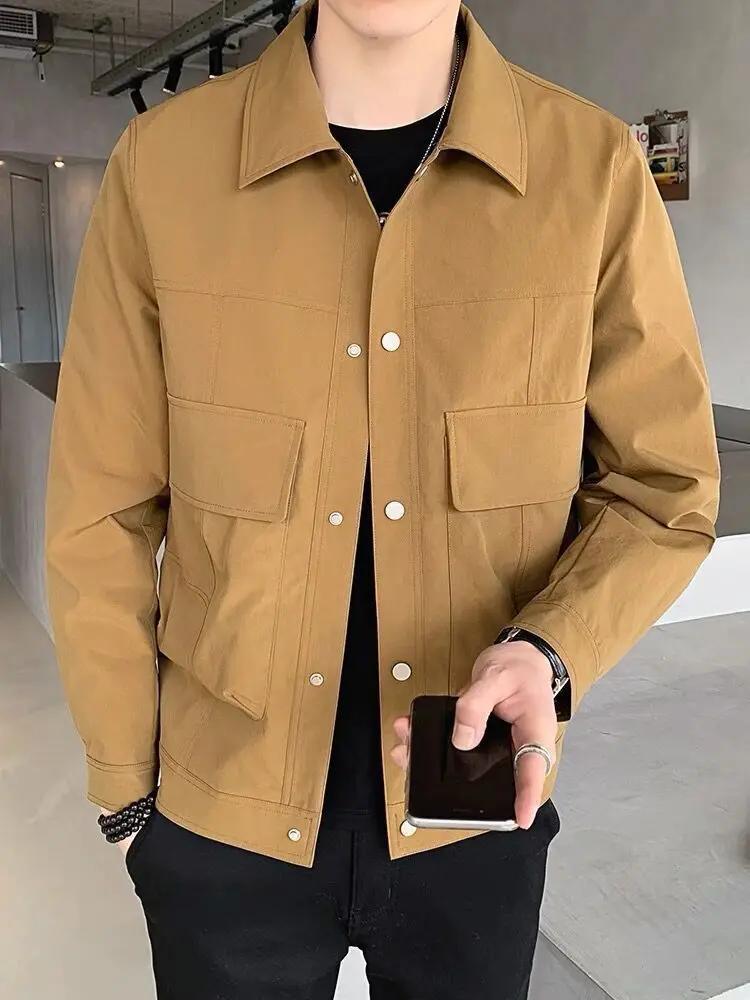 Veste rétro à revers pour hommes, coupe cintrée, décontractée, tendance
