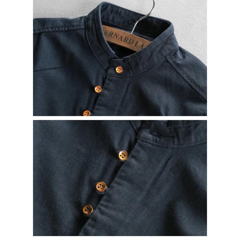 Chemise en lin pour homme de style chinois à col mandarin