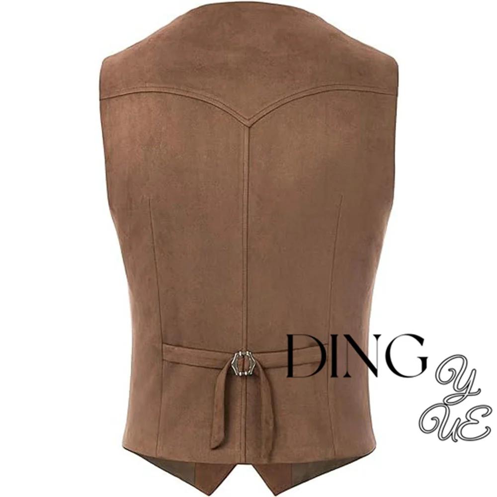 Gilet de costume en cuir suédé pour hommes