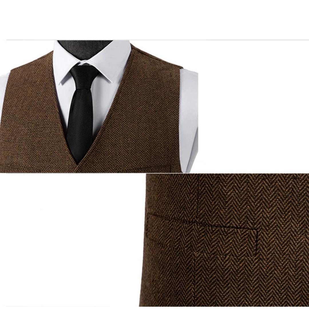 Gilet de costume pour hommes vert militaire simple boutonnage mélangé