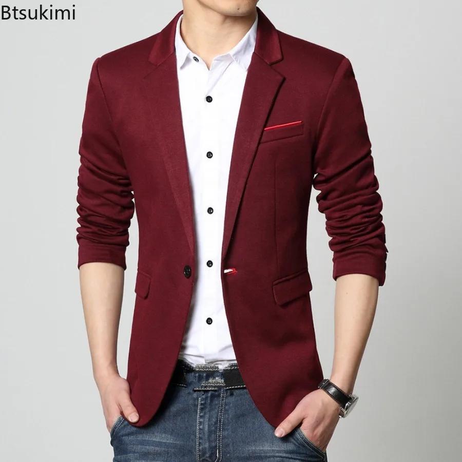 Veste de Costume Classique Homme 2026 – Blazer Slim Uni à Bouton Unique pour Affaires et Tenues Décontractées – Haut