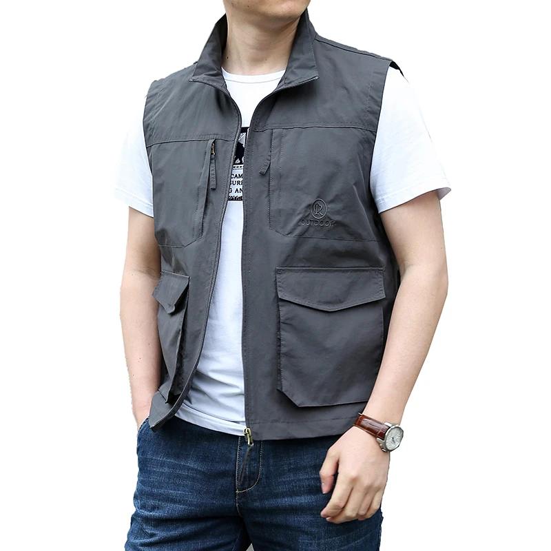 Veste sans manches d'été confortable gilet poches hommes printemps extérieur poche