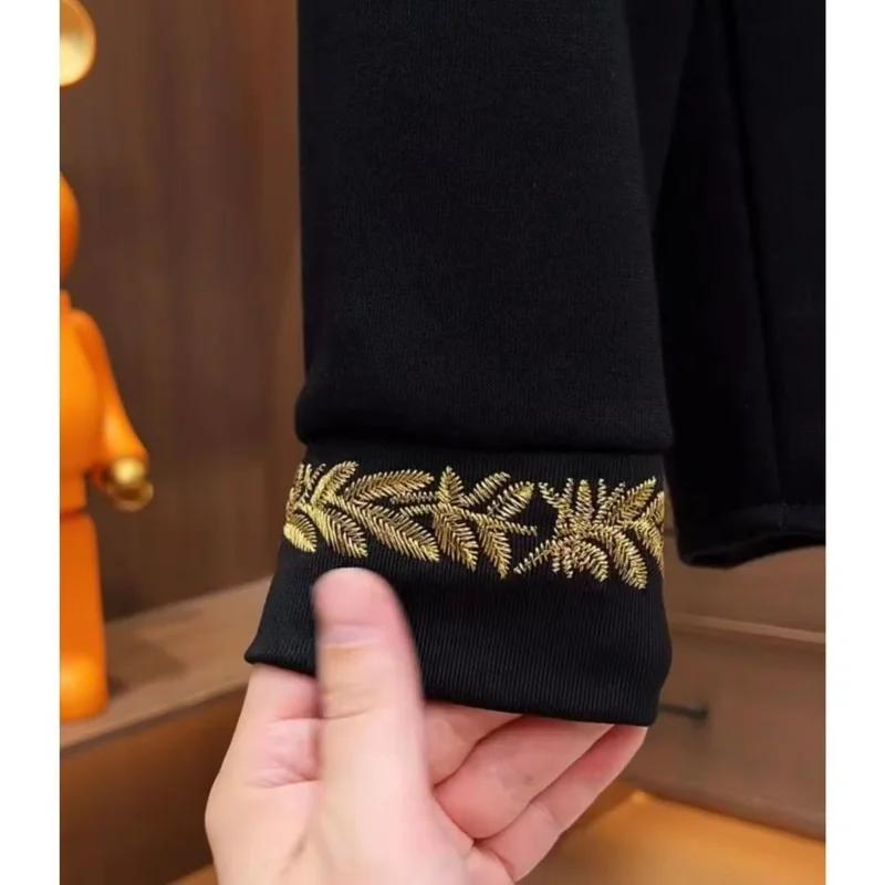 Chemise noire à manches longues et col Mandarin pour hommes