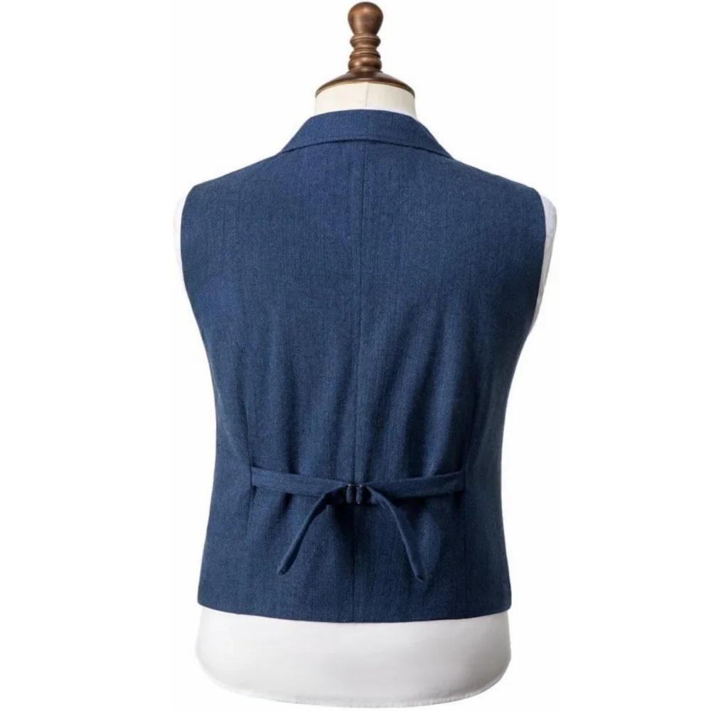 Gilet pour homme en tweed à chevrons, coupe ajustée, pour affaires et mariage